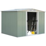 Abri de jardin en metal 527m� - goplus - 2 portes coulissantes / 4 fen�tres - toit en pente / bouches ...