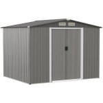 Abri de jardin en metal 536m� - goplus - 2 portes coulissantes et 4 fen�tres - base renforc�e avec barres ...