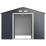 Abri de jardin en metal 53m� - goplus - 2 portes coulissantes et fen�tres - toit traditionnel extensible ...