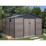 Abri de jardin mtal en acier galvanis effet bois gris 1312 m - adelmo