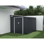 Abri de jardin m�tal adoss� en acier galvanis� anthracite 549 m� - daustin