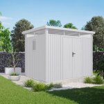 Abri de jardin mtal aluminium blanc 7. 45m toit plat + kit dancrage
