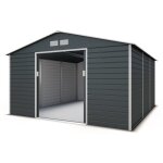 Abri de jardin mtal gris 1227 m2 + kit dancrage