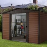 Abri de jardin mtal imitation bois 420 m2 yardmaster + kit dancrage