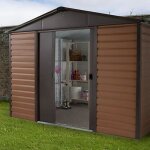 Abri de jardin mtal imitation bois 1046 m2 yardmaster + kit dancrage