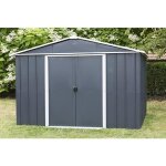 Abri de jardin mtal gris 812 m2 yardmaster + kit dancrage