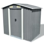 Abri de jardin - no name - mtal gris - 204 x 132 x 186 cm - doubles portes coulissantes - acier galvanis ...
