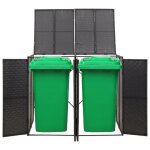 Abri pour poubelle double noir 140x80x117 cm rsine tresse - salalis - sp133835
