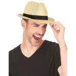 Accessoire - chapeau borsalino �cru bande noire adulte