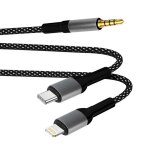 Adaptateur audio - linq - usb - c + lightning vers jack 3. 5mm - nylon durable - connecte appareils audio ... Adaptateur audio - linq - usb - c + lightning vers jack 3. 5mm - nylon durable - connecte appareils audio ...