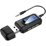 Adaptateur bluetooth 5. 0 transmetteur avec cran lcdrcepteur et metteur 3 - en - 1 sans fil double ...