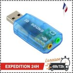 Adaptateur carte son 5. 1 - usb - noir - mini led - alimentation par usb - audio 3d