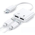 Adaptateur double lightning casque pour iphone splitter [apple mfi certified] 2 en 1 dual lightning c�ble ...