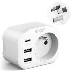 Adaptateur prise france vers prise au / chine - lencent - 4 en 1 - 2 usb + 1 type - c + 1 ac Adaptateur prise france vers prise au / chine - lencent - 4 en 1 - 2 usb + 1 type - c + 1 ac