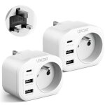 Adaptateur prise - lencent - 2 usb 1 type - c 1 ac - 3250w - prise type g - voyage uk / irlande