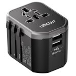 Adaptateur de voyage universel lencent - 2 usb 2. 4a + ac1920w - noir et grise