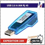 Adaptateur rseau usb 2. 0 - lijfk - rj45 10 / 100m - fast ethernet - connecteur usb mle - couleur bleue ...