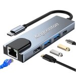 Adaptateur usb - c kingcenton - hub 5 en 1 - hdmi 4k - ethernet rj45 100m - pd100w - usb3. 0