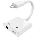 Adaptateur vers jack 35 mm audio adaptateur chargeur - gobro - 2 in 1 - blanc - lightning