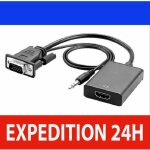 Adaptateur vga vers hdmi - isonix - 1080p hd - audio int�gr� - noir