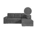 Aden - canap dangle convertible avec coffre en velours ctel - angle droit - gris fonc