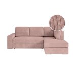 Aden - canap dangle convertible avec coffre en velours ctel - angle droit - vieux rose