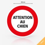 Adh�sif panneau signalisation attention au chien - autocollant - diam�tre 250 mm