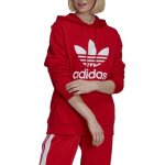 Sweat  capuche femme adidas adicolor trefoil rouge - col capuche - manches longues