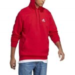 Sweat  capuche homme adidas essentials fleece rouge - manches longues - col capuche