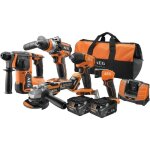 Aeg - combo 5 outils : perceuse percu. visseuse  chocs scies (circu. & sabre) lampe 2 batt. 4 ah charg. ...