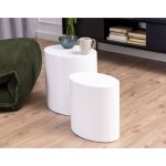 Aeryn - lot de 2 tables basses - blanc - 48 et 40 cm - blanc
