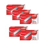 Agrafes - maped - 24 / 6 - lot de 5 bo�tes - 1000 agrafes par bo�te - zingu�es