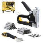 Agrafeuse manuelle 3 en 1 + 900 agrafes et clous + repoussoir agrafeuse cloueuse pour mural menuiserie ...