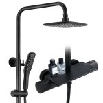 Aihom colonne de douche thermostatique noire ensemble de douche noir avec tablette de rangement kit de ...