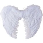 Ailes dange blanches  plumes - ptit clown - adulte femme - 40 x 30 cm - dguisement religieux