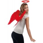 Ailes dange en plumes - ptit clown - taille unique - rouge - adulte - femme - intrieur