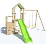 Aire de jeux en bois 220 m ultra xperience - trigano jardin - mur descalade toboggan et balanoires - ...