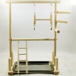 Aire de jeux pour oiseaux - omabeta - support de jeu pour perroquets - bois naturel - double couche - ...