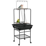 Aire de jeu perchoirs sur roulettes pour oiseaux perroquets gris fonc