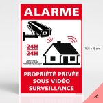 Alarme propri�t� priv�e sous vid�o surveillance 24h / 24 panneau de signalisation avec loi - pvc 1 mm ...