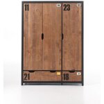 Armoire - swithome - alex - 3 portes - pin massif - style industriel - 148 cm