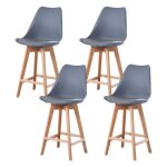 Alix - lot de 4 tabourets scandinave - gris - pieds en bois massif design salle a manger salon - 58 x ...
