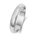 Alliance homme - femme milgrain 4mm forme d or blanc 375 - 1000 31080