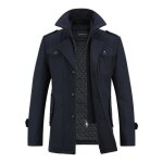 Allthemen manteau daffaires � col montant pardessus court en laine multi - poches