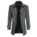 Allthemen manteau daffaires  col montant pardessus court en laine multi - pochesgris