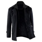 Allthemen manteau daffaires à col montant pardessus court en laine multi - pochesnoir Allthemen manteau daffaires à col montant pardessus court en laine multi - pochesnoir