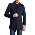 Allthemen manteau homme hiver laine long slim fit parka laine manche longues bleu