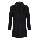 Allthemen manteau en laine coupe ajust�e pour hommes col nontant daffaires pardessus rembourr�mi - longnoir ...