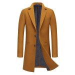 Allthemen manteau en laine � revers pardessus long slim business � deux boutons