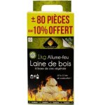 Allume feu - pyrofeu - 1kg - 100% vgtal - laine de bois - marron